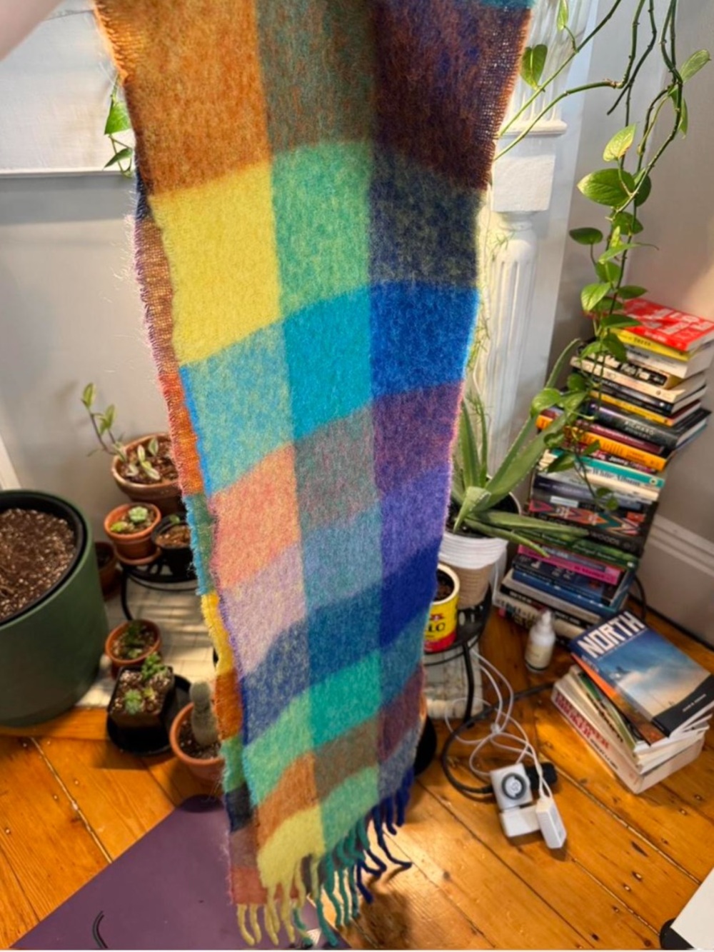 Acne Studios Multicolor Plaid Wool Blend Scarf - Picture 2 of 2